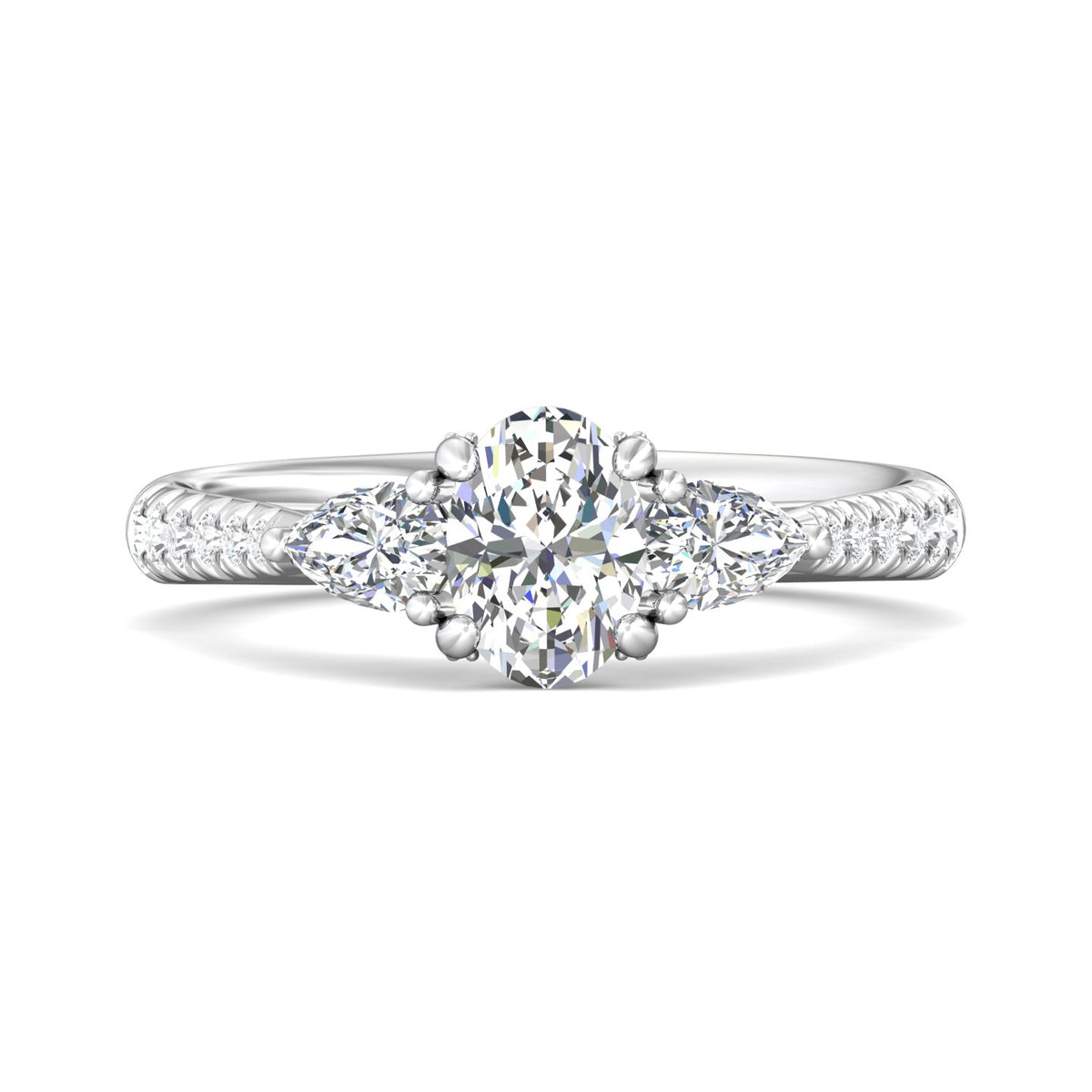 1/8ct. t.w. Oval Cut Diamond Engagement Ring in 14K White Gold