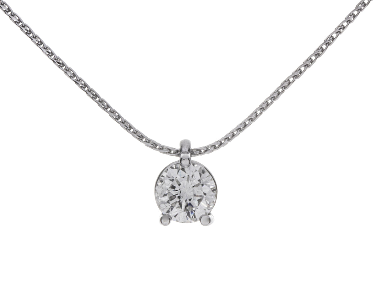 5/8ct. Round Cut 3-Prong Raindrop Pendant in 14K White Gold