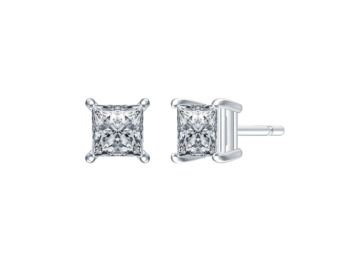 1/2ct. t.w. Princess Cut Diamond Stud Earrings in 14K White Gold