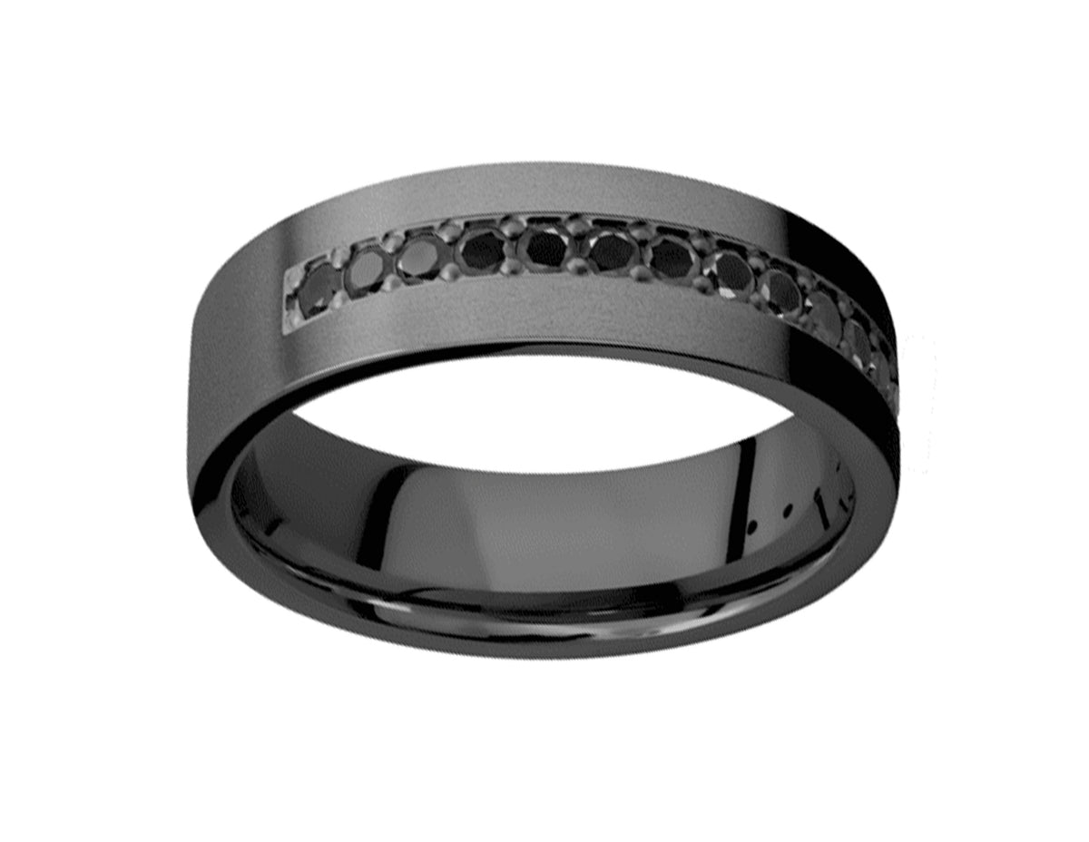 1/2ct. t.w. Irradiated Black Diamond Gent's Ring in Black Zirconium