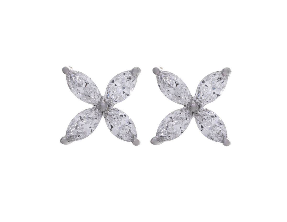 1ct. t.w. Marquise Cut Diamond Fashion Stud Earrings in 14K White Gold