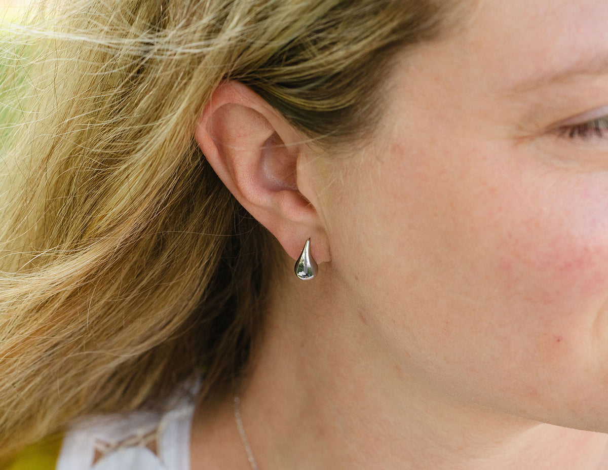 Teardrop Stud Earrings in Sterling Silver