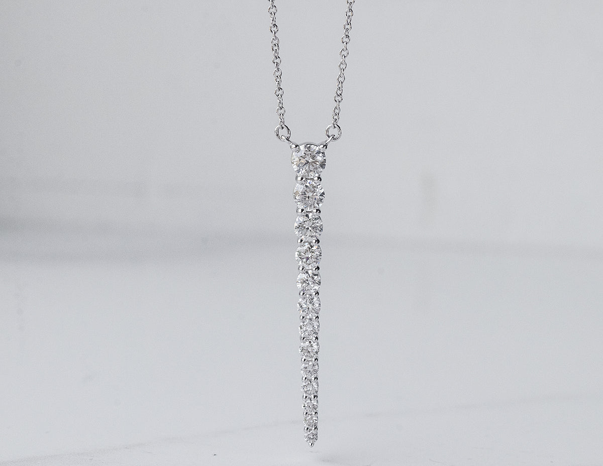 1ct. t.w. Diamond Graduated Drop Pendant in 10K White Gold