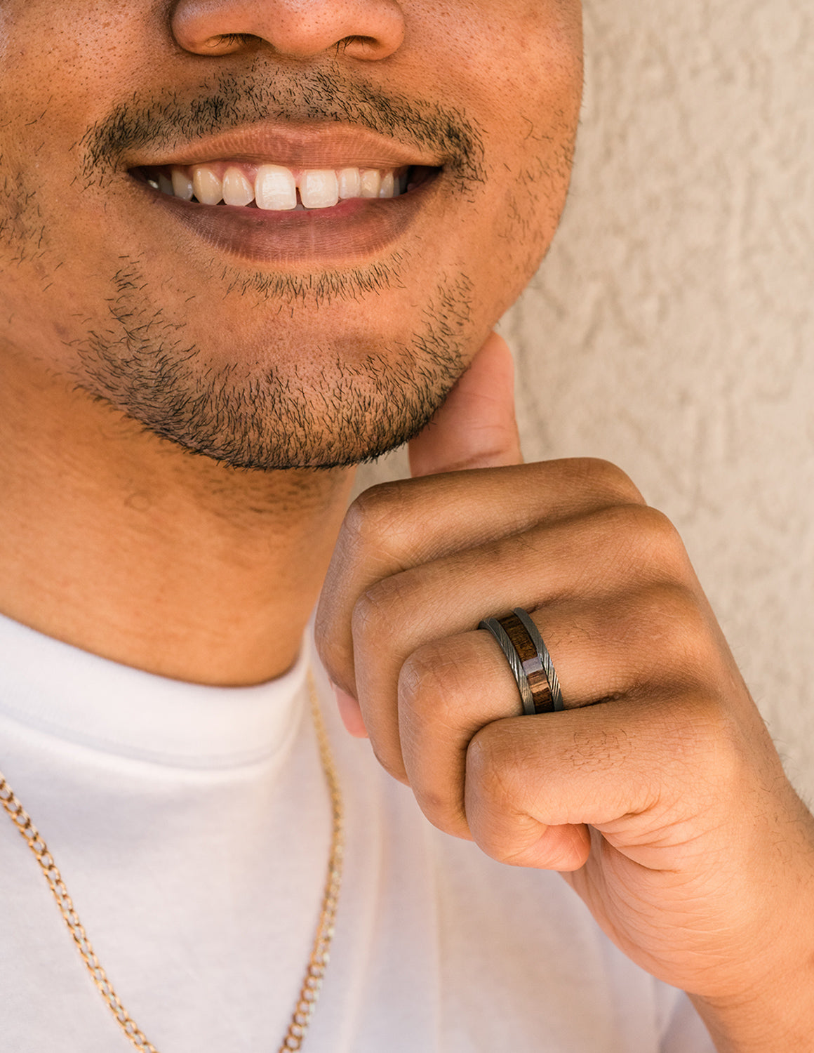 8mm Damascus Steel and Desert Ironwood Wedding Band