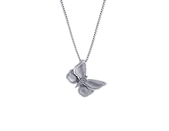 .01ct. t.w. Diamond Butterfly Pendant in Sterling Silver