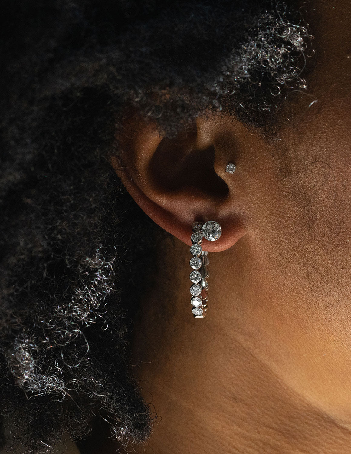 2ct. t.w. Newborn Lab Created Diamond Hoop Earrings in 14K White Gold