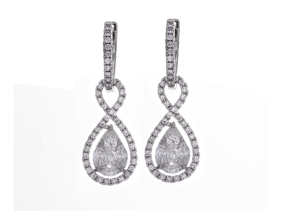 1 2/5ct. t.w. Diamond Drop Huggie Hoop Earrings in 14K White Gold