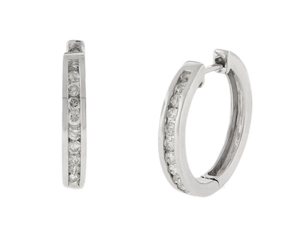 1/2ct. t.w. Diamond Hoop Earrings in Sterling Silver