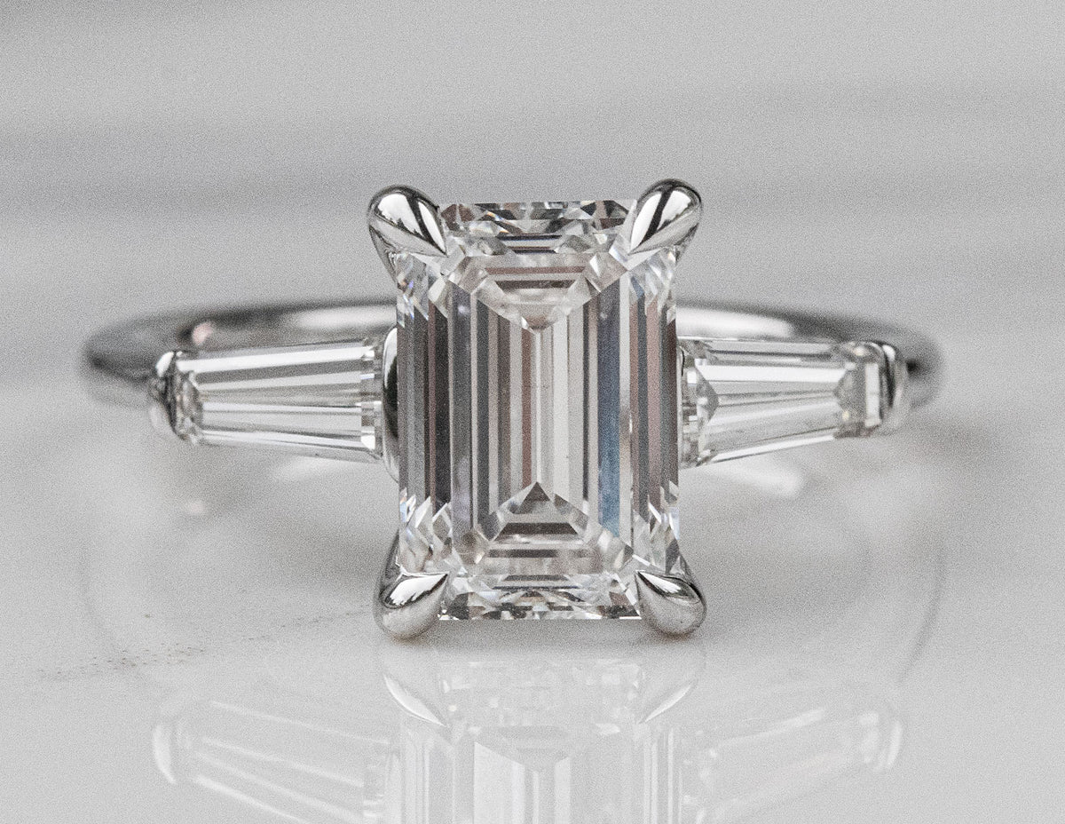 3 3/4ct. t.w. Emerald Cut Newborn Lab Created Diamond Engagement Ring in 14K White Gold