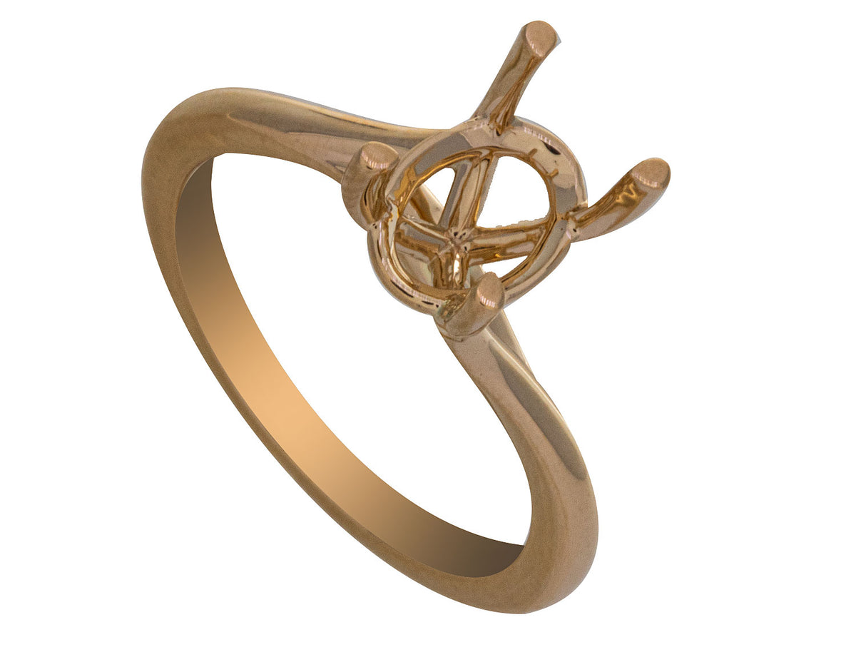 Bypass Solitaire Engagement Ring in 14K Yellow Gold