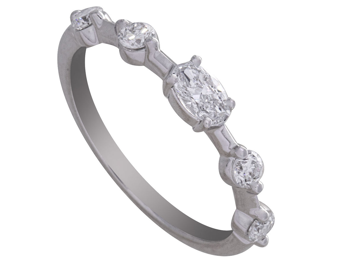 1/4ct. t.w. Round and Oval Cut Newborn Lab Created Diamond Fashion Ring in 14K White Gold