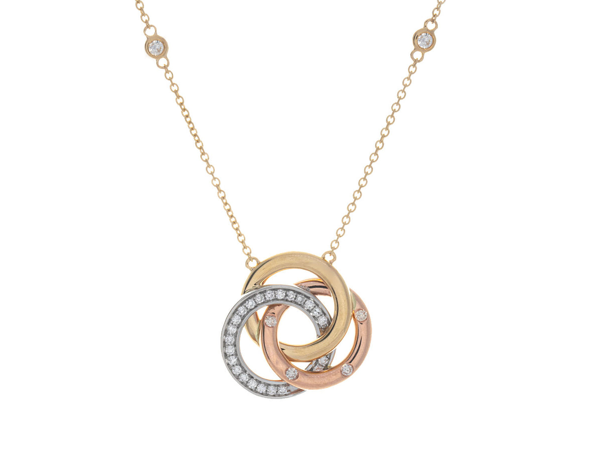 1/4ct. t.w. Diamond Linked Circle Pendant in 14K Yellow Gold, White Gold, & Rose Gold