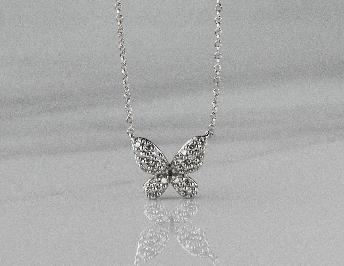 1/7ct. t.w. Diamond Butterfly Pendant in 10K White Gold