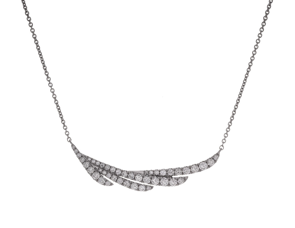 7/8ct. t.w. Diamond Feather Necklace in 14K White Gold