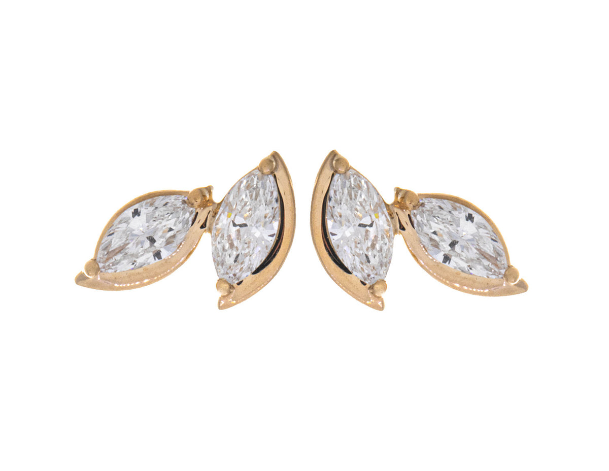 1/2ct. t.w. Marquise Cut Newborn Lab Created Diamond Stud Earrings in 14K Yellow Gold
