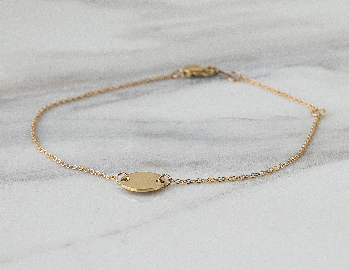 6.5–7.5" Engravable Disc Bracelet in 14K Yellow Gold
