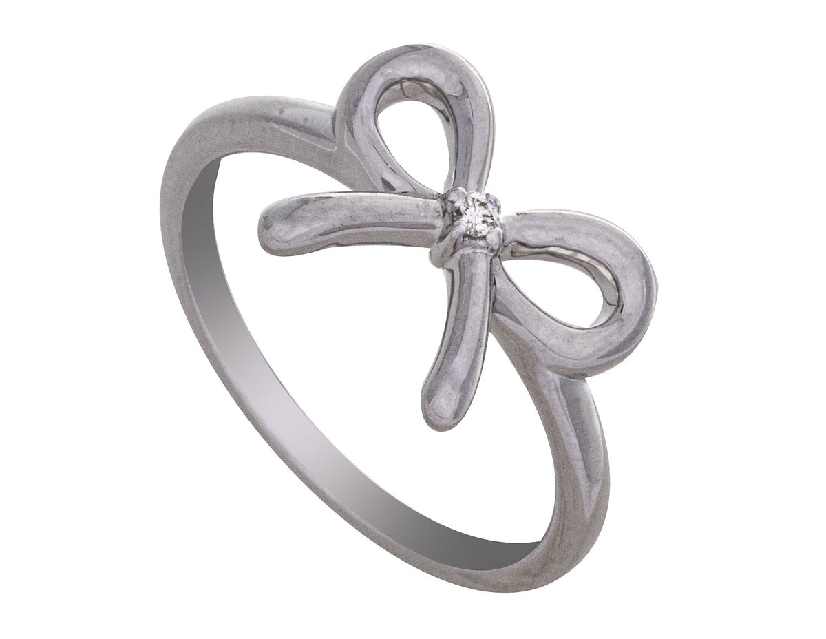 .02ct. Diamond Bow Promise Ring in Sterling Silver