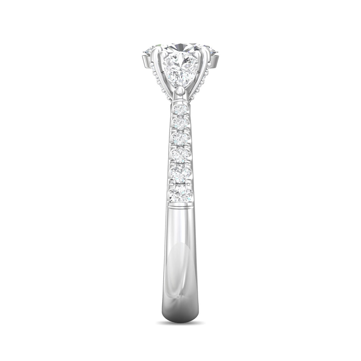 1/8ct. t.w. Oval Cut Diamond Engagement Ring in 14K White Gold