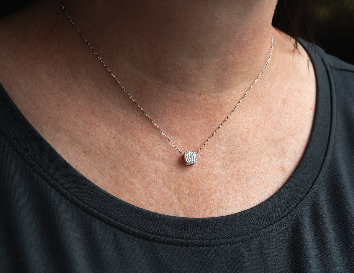 1/6ct. t.w. Cushion Shape Newborn Lab Created Diamond Fashion Pendant in Sterling Silver