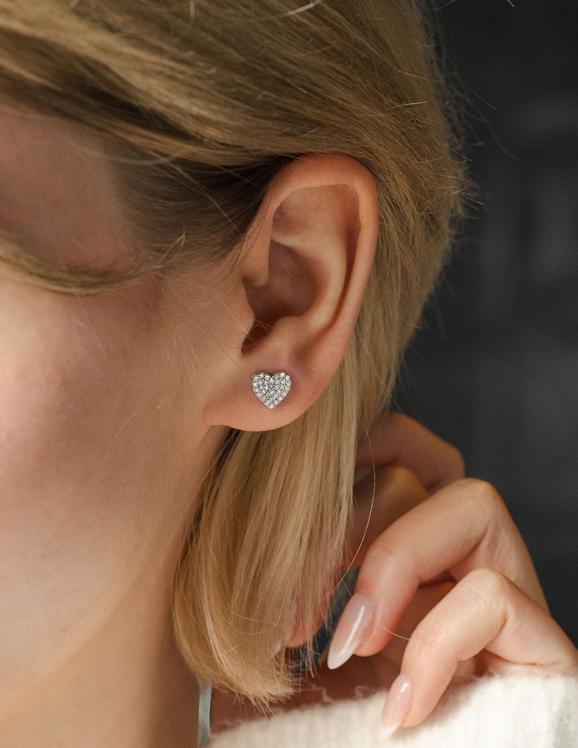 1/4ct. t.w. Heart Shape Newborn Lab Created Diamond Earrings in Sterling Silver