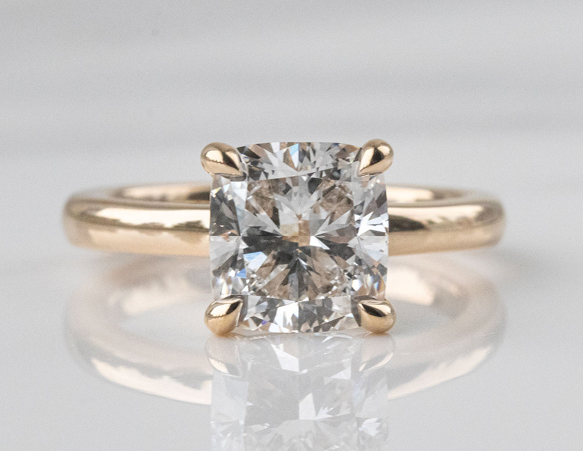 3ct. Cushion Cut Newborn Lab Created Solitaire Diamond Engagement Ring in 14K Yellow Gold