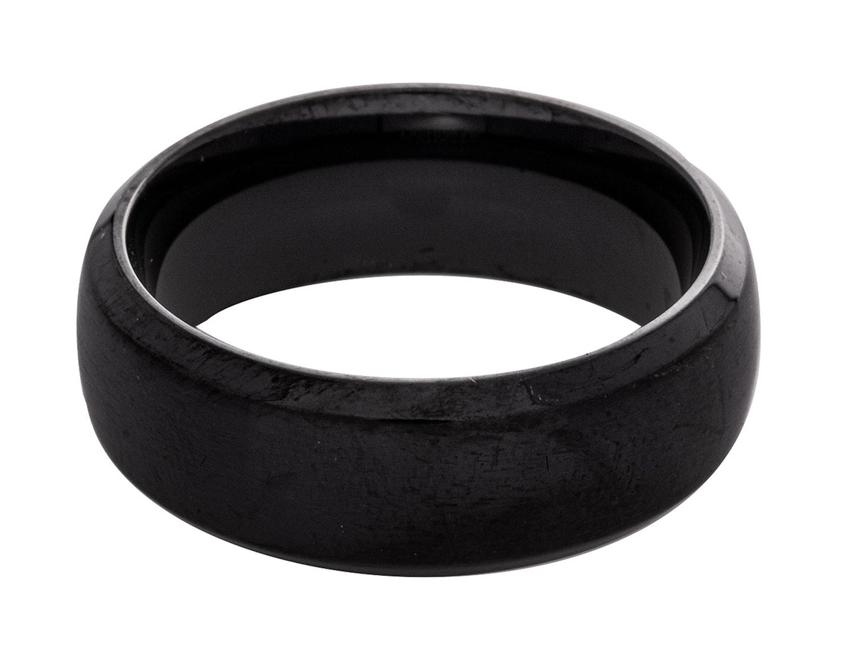 8mm Satin/Polish Men's Wedding Band in Black Zirconium