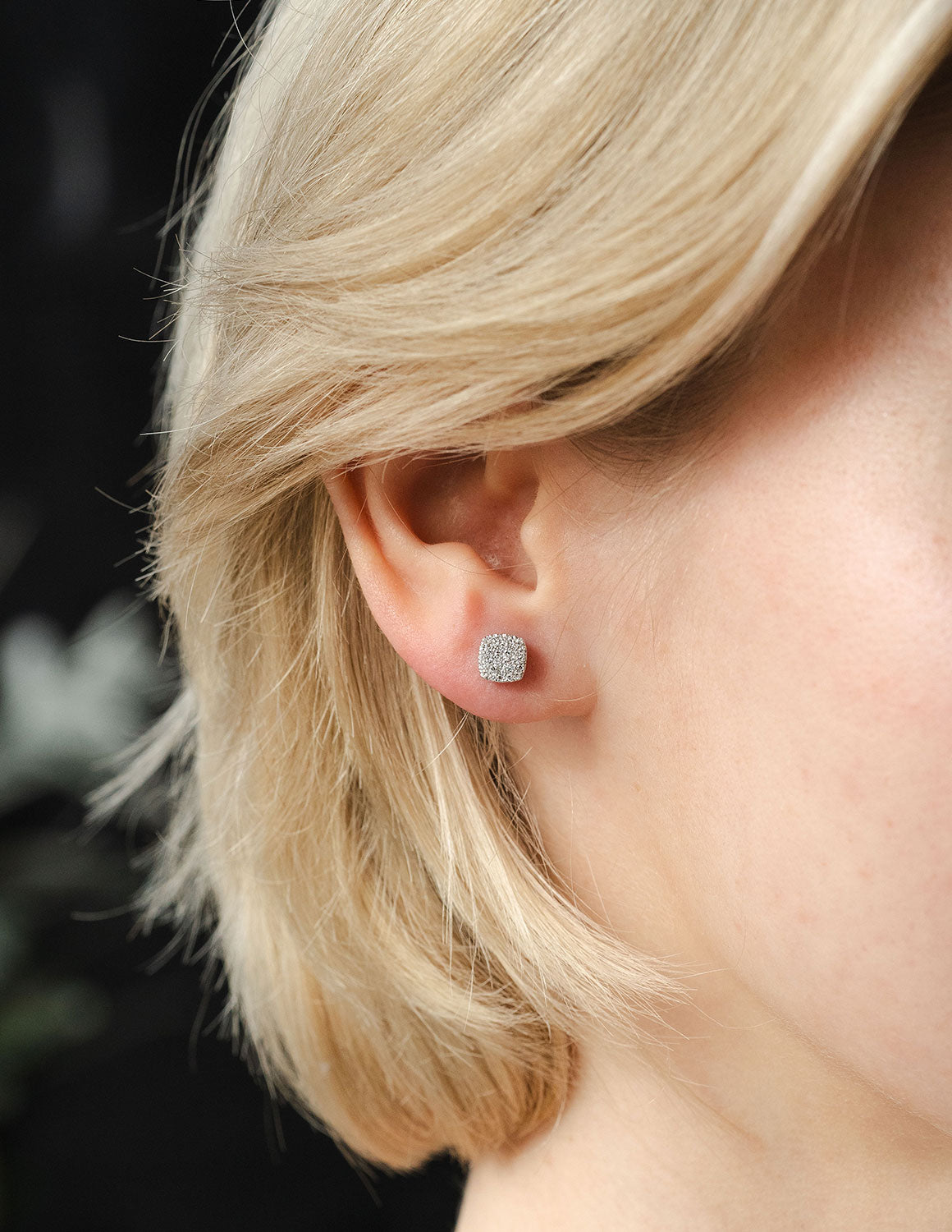 1/4ct. t.w. Cushion Shape Newborn Lab Created Diamond Earrings in Sterling Silver