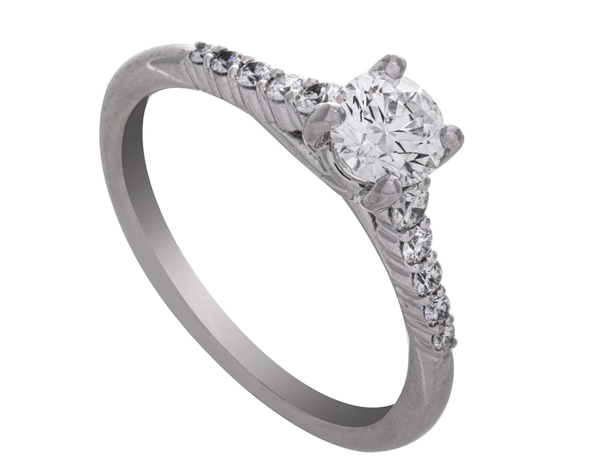 3/4ct. t.w. Round Cut Diamond Engagement Ring in 14K White Gold