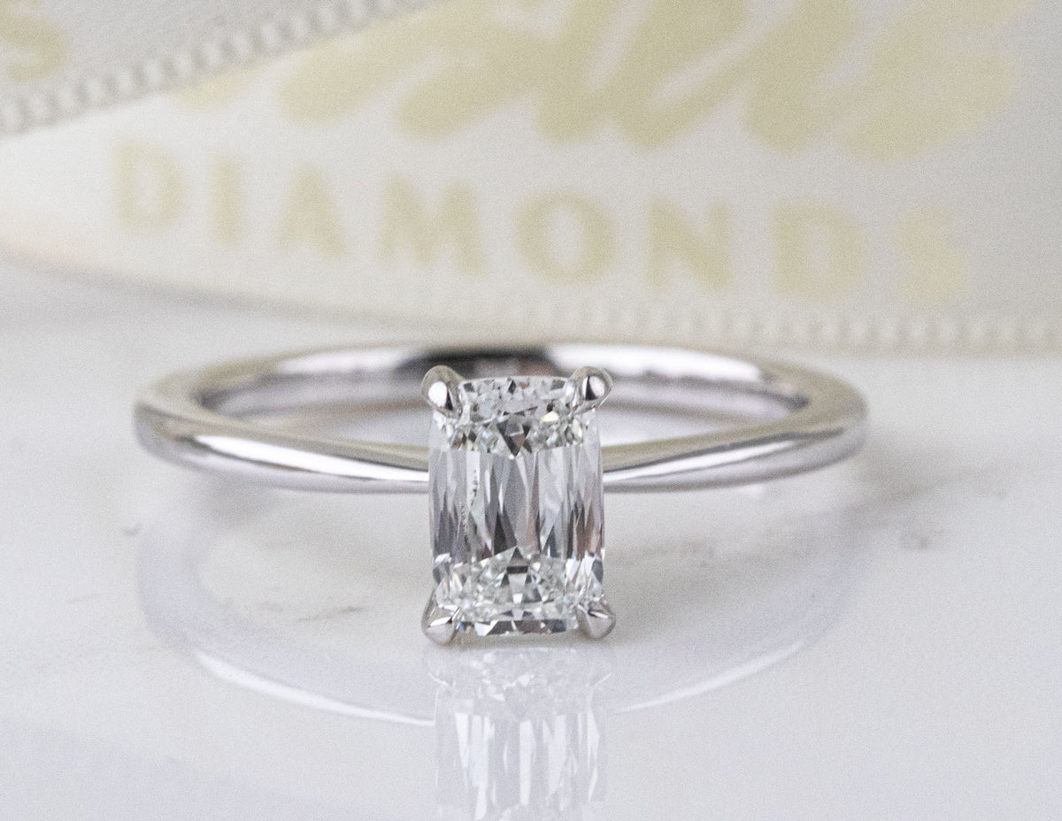 .91ct. Kessler Emerald Cut Solitaire Engagement Ring in 14K White Gold