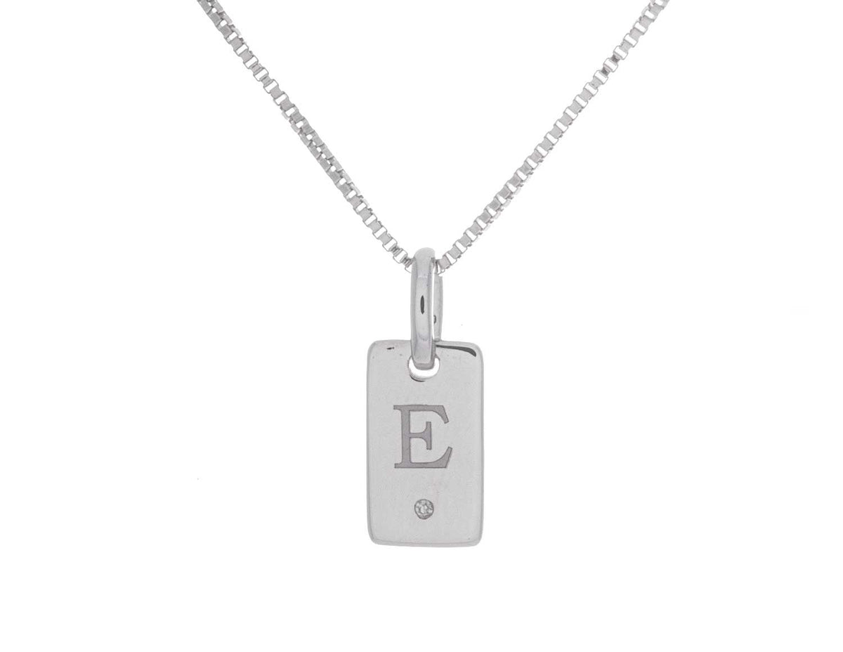 .01ct. Laser Initial "E" Pendant in Sterling Silver