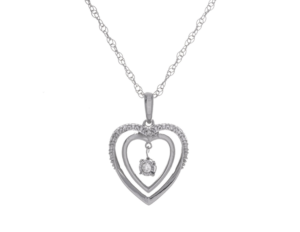 .03ct. t.w. Round Cut Shimmering Diamond Heart Pendant in Sterling Silver