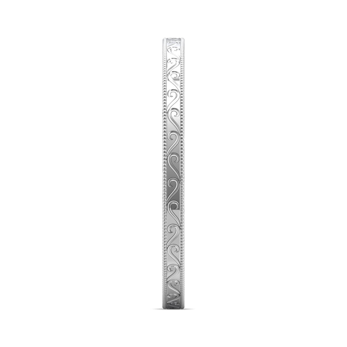 Plain Carved Wedding Band in 14K White Gold