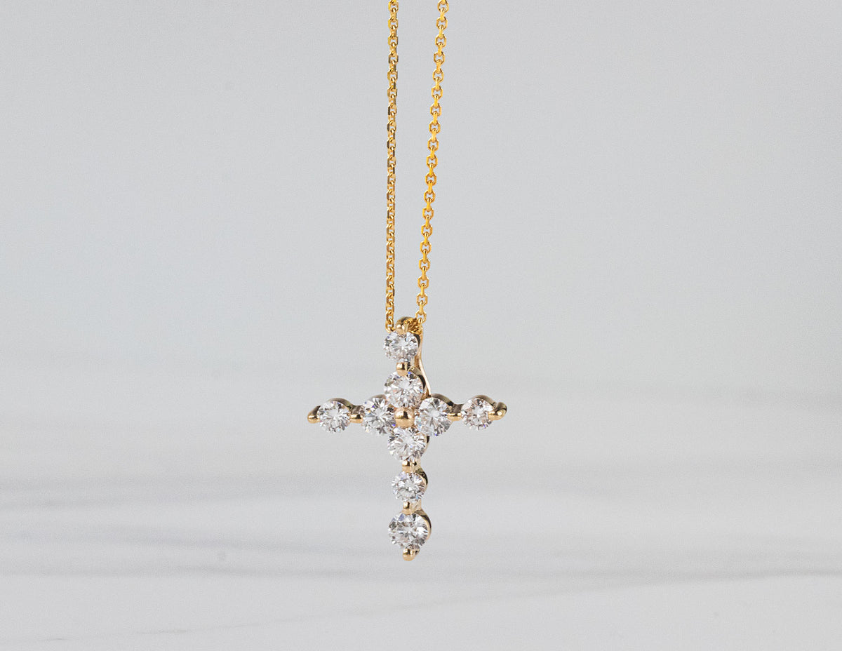 5/8ct. t.w. Newborn Lab Created Diamond Cross Pendant in 14K Yellow Gold