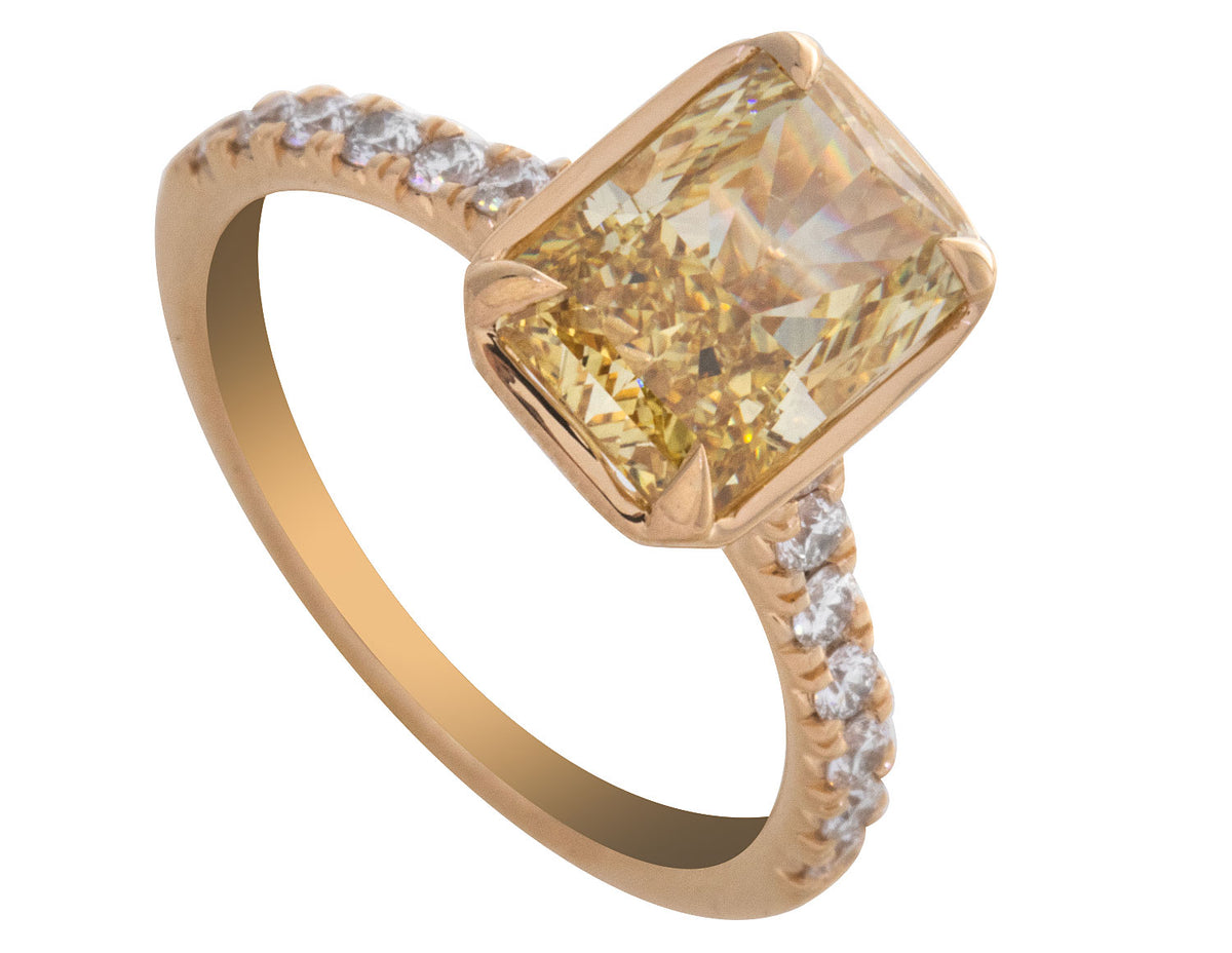 3 1/3ct. t.w. Yellow Radiant Cut Newborn Lab Created Diamond Engagement Ring in 14K Yellow Gold