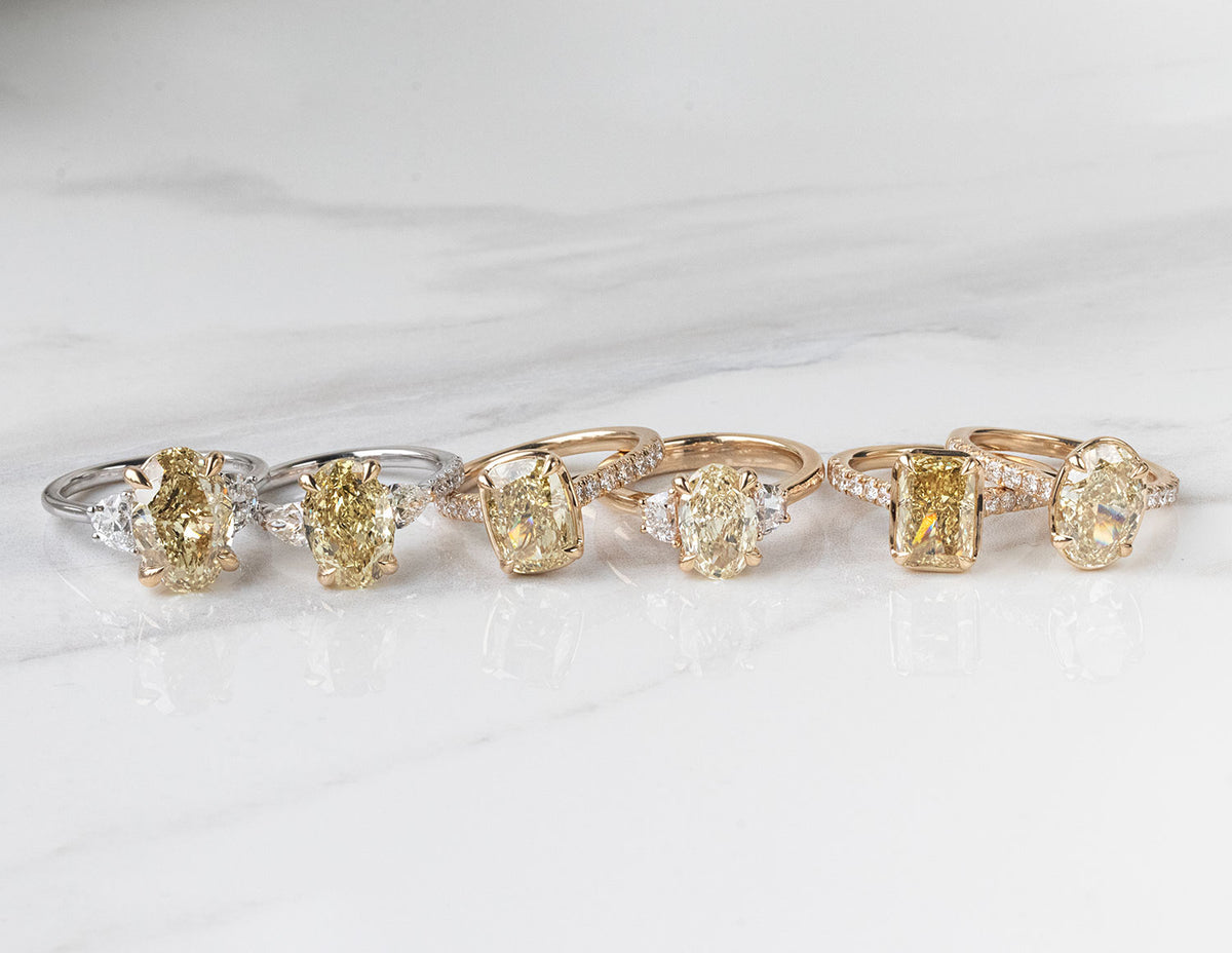 5 7/8ct. t.w. Yellow Oval Cut Newborn Lab Created Diamond Engagement Ring in 14K White and Yellow Gold