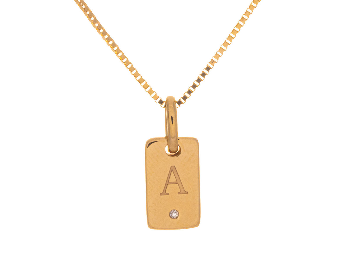 .01ct. Laser Initial "A" Pendant in 10K Yellow Gold
