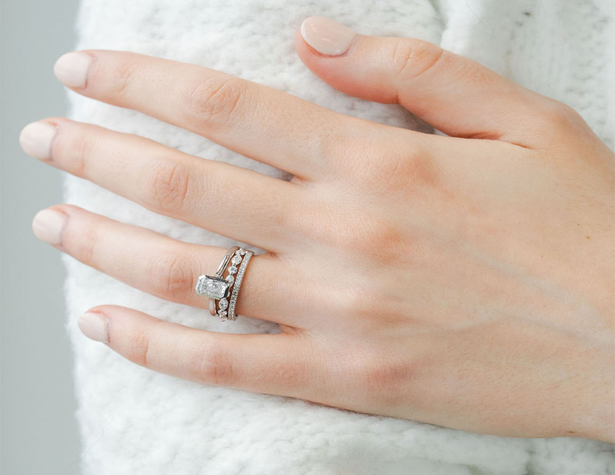 1/2ct. t.w. Marquise and Round Diamond Anniversary Ring in 14K White Gold