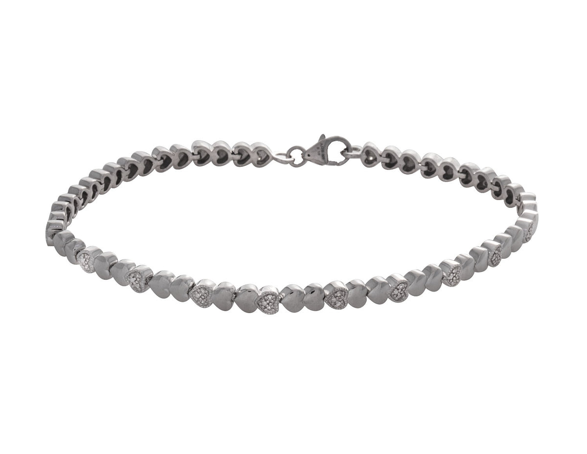 1/7ct. t.w. Diamond Heart Bracelet in Sterling Silver