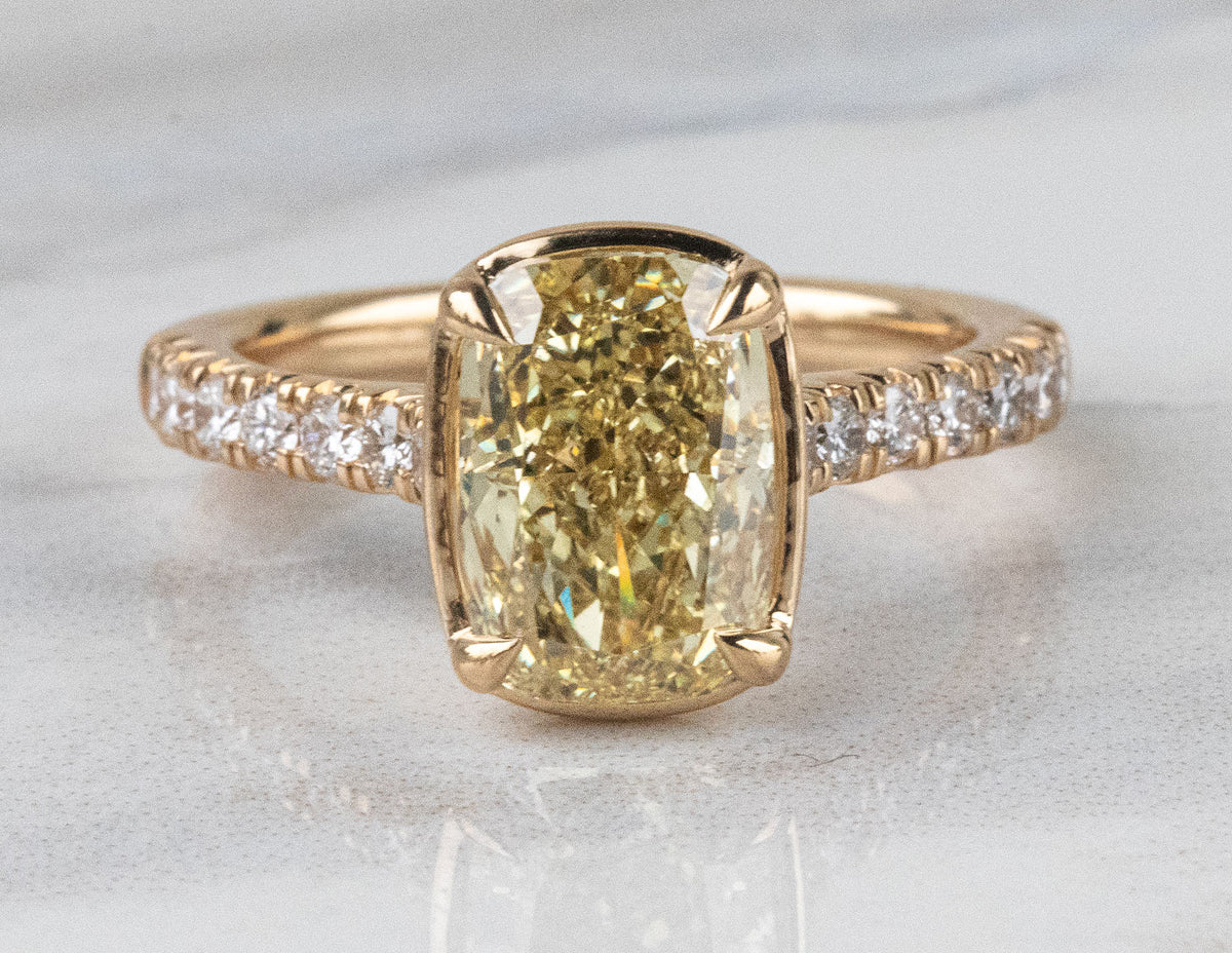 3 2/5ct. t.w. Yellow Elongated Cushion Cut Newborn Lab Created Engagement Ring in 14K Yellow Gold