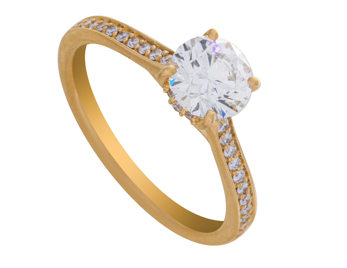 1 1/5ct. t.w. Round Cut Newborn Lab Created Diamond Engagement Ring in 14K Yellow Gold
