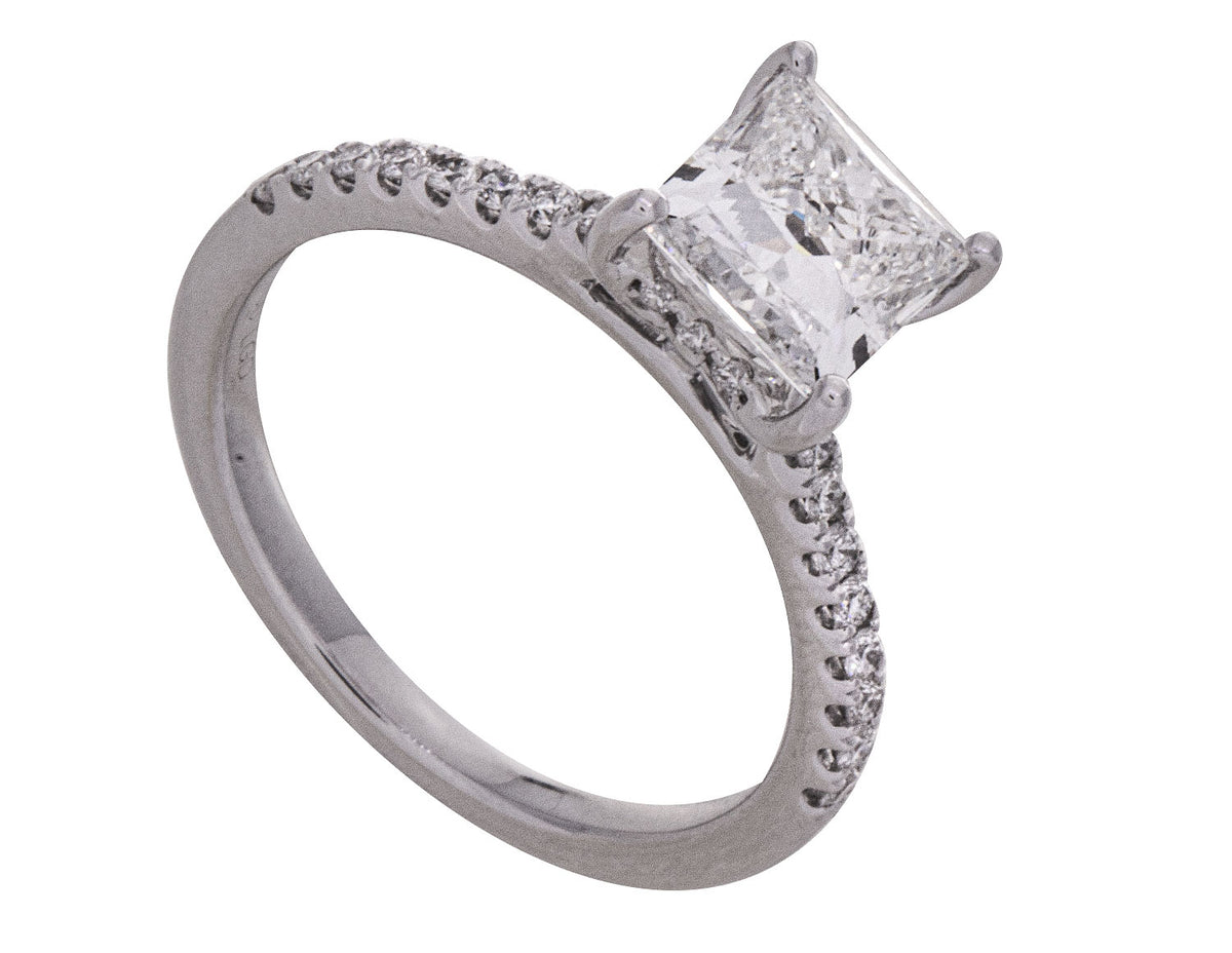 2 1/4ct. t.w. Princess Cut Newborn Lab Created Diamond Engagement Ring in 14K White Gold