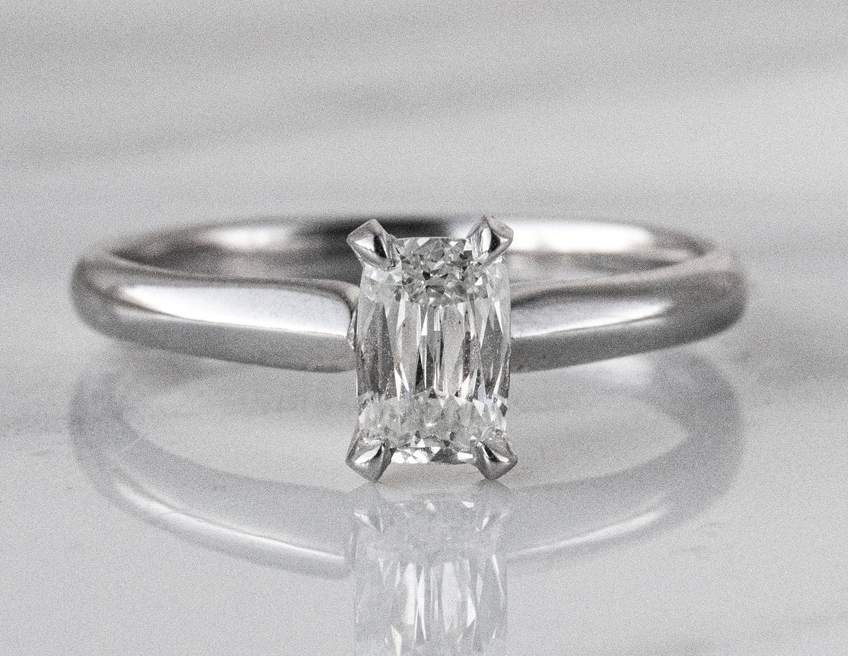 0.73ct. Emerald Cut Solitaire Engagement Ring in 14K White Gold