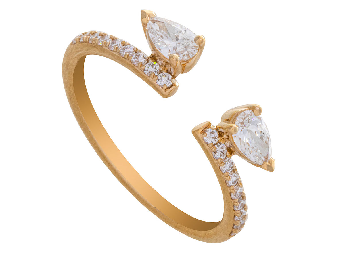 1/2ct. t.w. Pear Cut Diamond Wedding Wrap Ring in 14K Yellow Gold