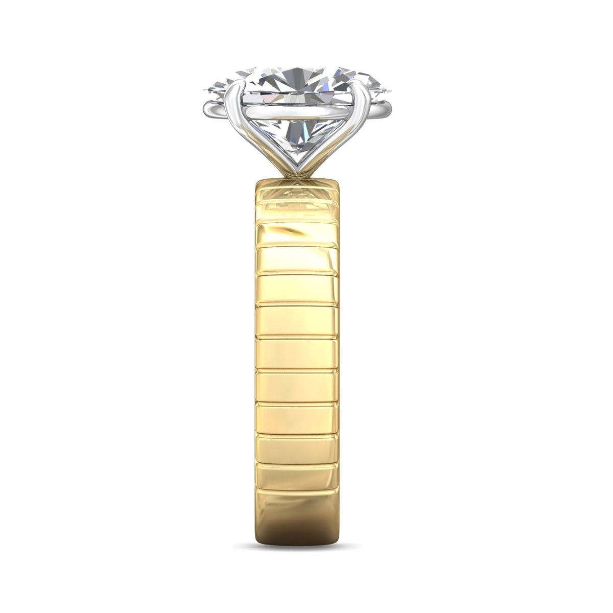 5mm Solitaire Engagement Ring in 14K Yellow and White Gold