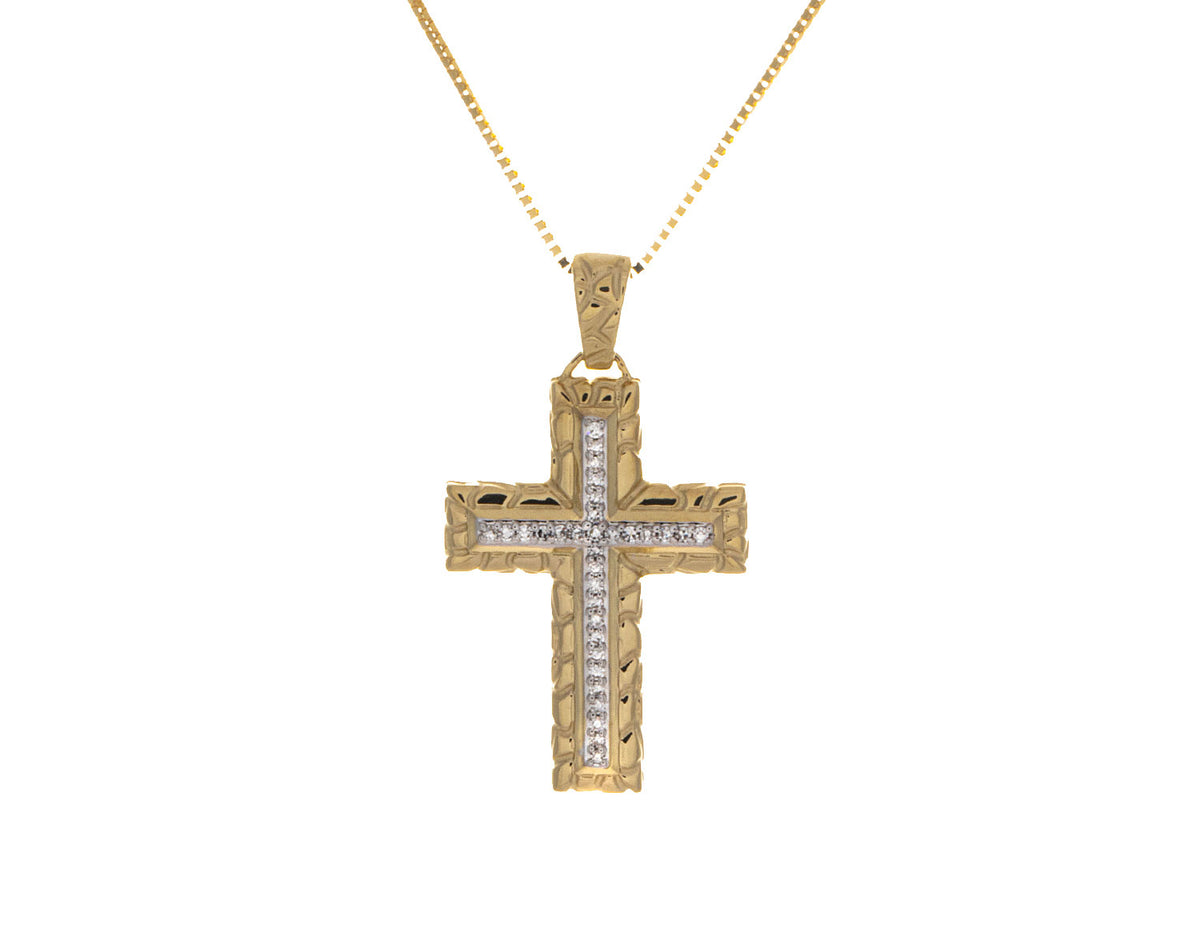 1/10ct. t.w. Diamond Cross Pendant in 10K Yellow Gold