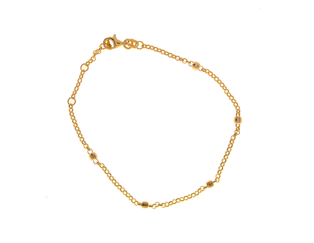 Diamond Cut Bead Station Bracelet in 14K Yellow Gold
