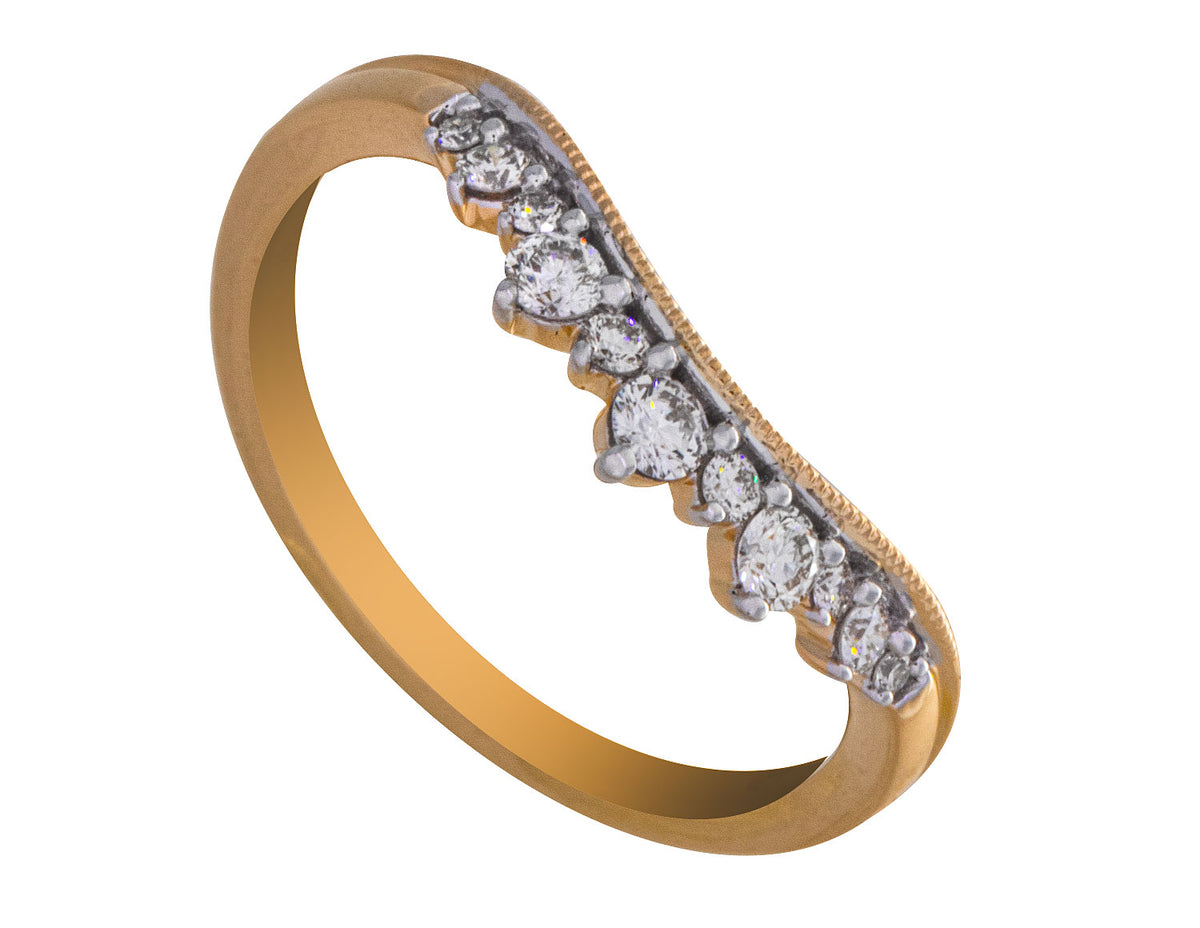 1/4ct. t.w. Curved Diamond Wedding Ring in 14K Yellow Gold