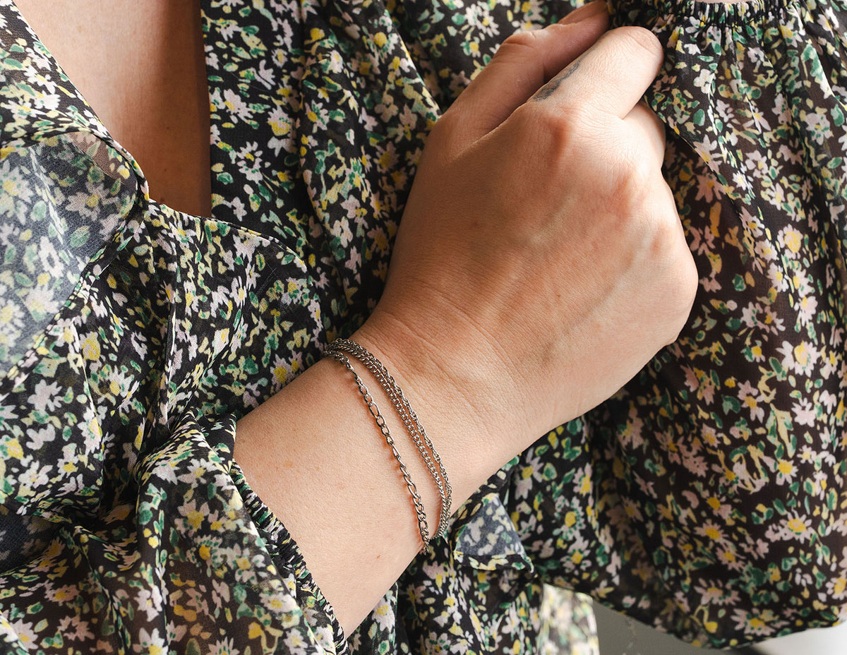 7" Stainless Steel 3-Row Chain Bracelet