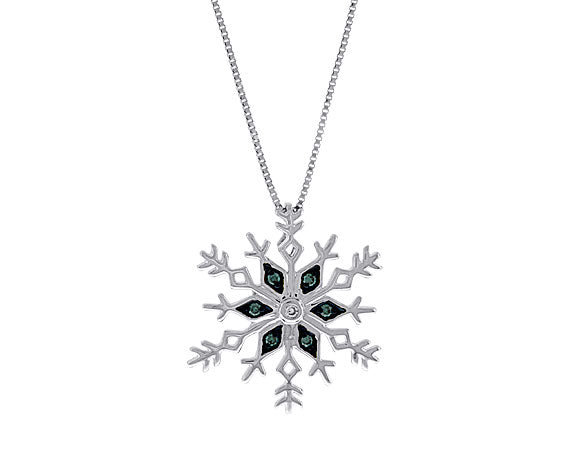 1/4ct. t.w. Blue Diamond Snowflake Pendant in Sterling Silver