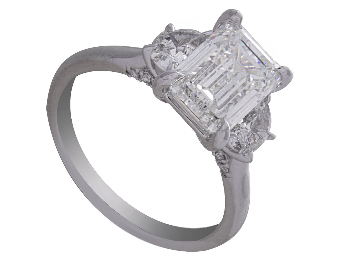 3 5/8ct. t.w. Emerald Cut Newborn Lab Created Diamond Engagement Ring in 14K White Gold